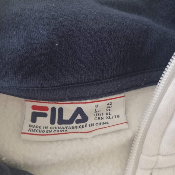 FILA XL White Quarter Zip Sweatshirt Pullover Logo Spell Out Vintage Style Y2K - Picture 3 of 7